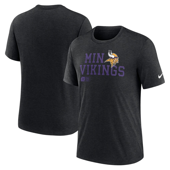 Men's Black Minnesota Vikings Overlap Lockup Tri-Blend T-Shirt